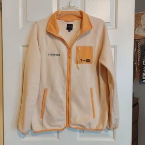 Elevated Faith Small Cream Orange Full Zip Fleece Jacket Small Mock Neck Pocket